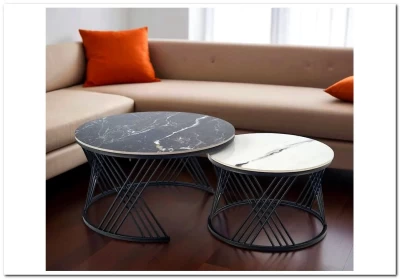 Комплект Halmar FLAMINGO (2 стола журнальных) (черный мрамор/белый мрамор/черный)