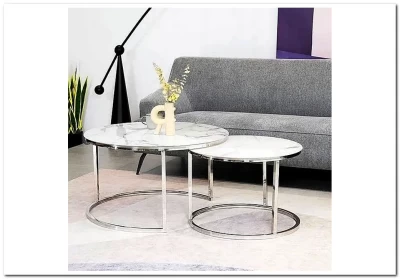 Комплект Signal ATLANTA B, 2 стола журнальных (эффект белого мрамора/хром)