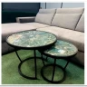 Комплект Halmar INES, 2 стола журнальных (зеленый мрамор/черный)