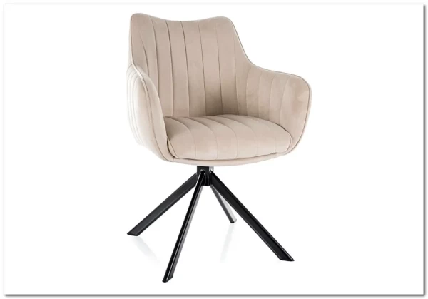Стул кухонный Signal AZALIA Velvet Bluvel 30 поворотный (светло-бежевый/черный)