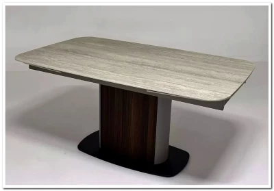 Стол DAGFINN 160 IVORY TRAVERTINE SOLID CERAMIC / Кофе / Орех, ®DISAUR