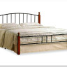 Купить Кровать AT-915 дерево гевея/металл 160*200 (Queen bed), красный дуб/черный с доставкой по России по цене производителя можно в магазине Другая Мебель в Екатеринбурге