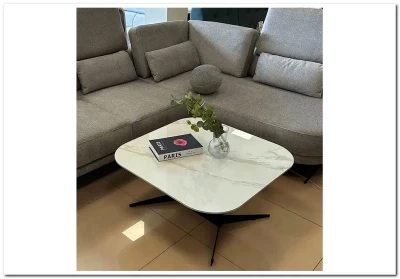 Стол журнальный Halmar BORNA (белый мрамор/черный)