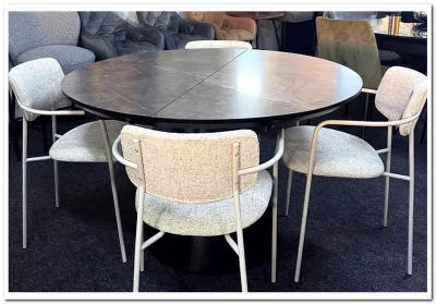 Стол обеденный Signal ANGEL II 120 (эффект серого мрамора/черный)