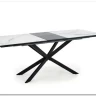 Стол обеденный Halmar DIESEL раскладной (белый мрамор/темно-серый/черный)