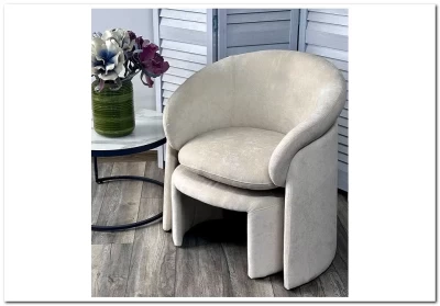 Кресло+оттоманка HUG AT5139-09 Св. бежевый, ткань/каркас металл в обивке AT5139-09 ®DISAUR