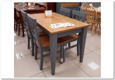 Стол обеденный Сканди 160 со вставкой серый 7046/антик 