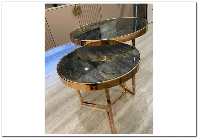 Комплект журнальных столиков SIGNAL DELIA II мрамор / золото