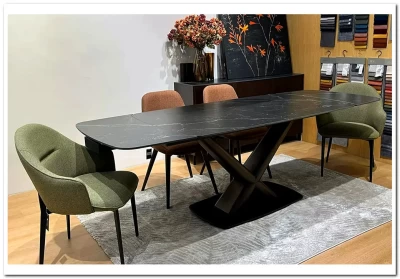 Стол BLANCO 160 MATT BLACK MARBLE SOLID CERAMIC / Орех, DISAUR