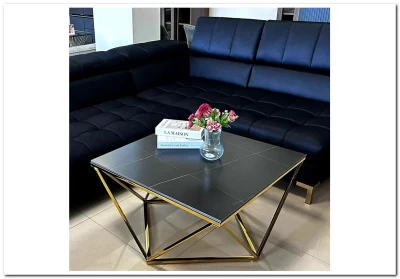 Стол журнальный Halmar FELICIA (черный мрамор/золотой