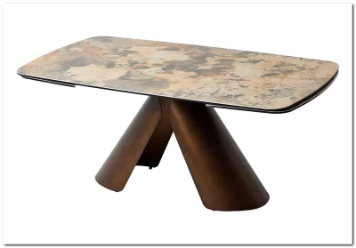 Стол КАЛЬДЕРОН (CALDERON) 180 цвет TL-137 матовый, исп керамика / МЕДНЫЙ БРАШИРОВАННЫЙ, ®DISAUR