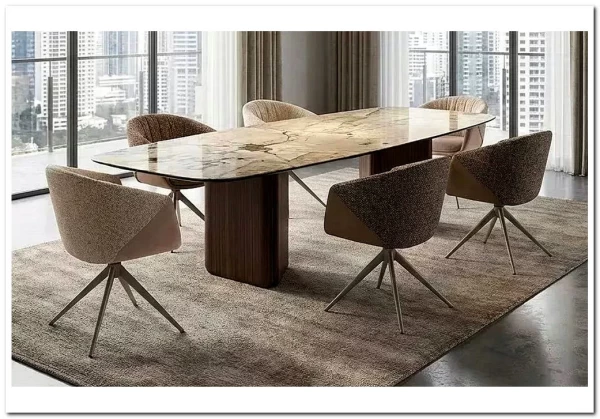 Стол ТЕРРА (TERRA) 240 (360) БЕЖЕВЫЙ МРАМОР TL-331, испанская керамика / Орех, ®DISAUR