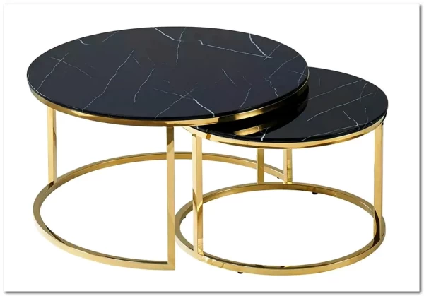 Комплект Signal MUSE, 2 стола журнальных (эффект черного мрамора/золотой)