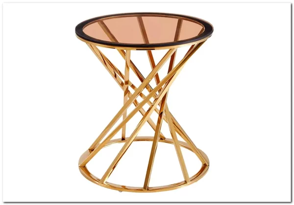 Стол журнальный Signal OTTAVIA B дымчатый янтарь/золотой