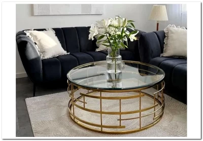 Стол журнальный Signal LIVIA прозрачный/золотой