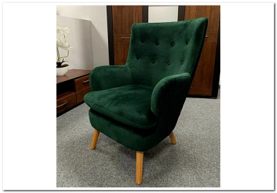 Кресло Halmar RAVEL (темно-зеленый/натуральный)