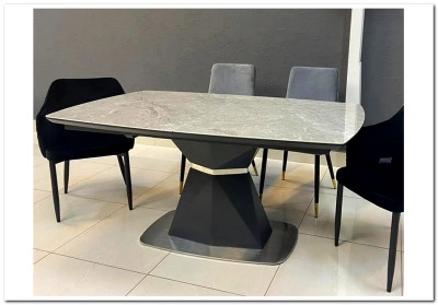 Стол обеденный SIGNAL CORTEZ 160 (серый керамический/матовый антрацит)